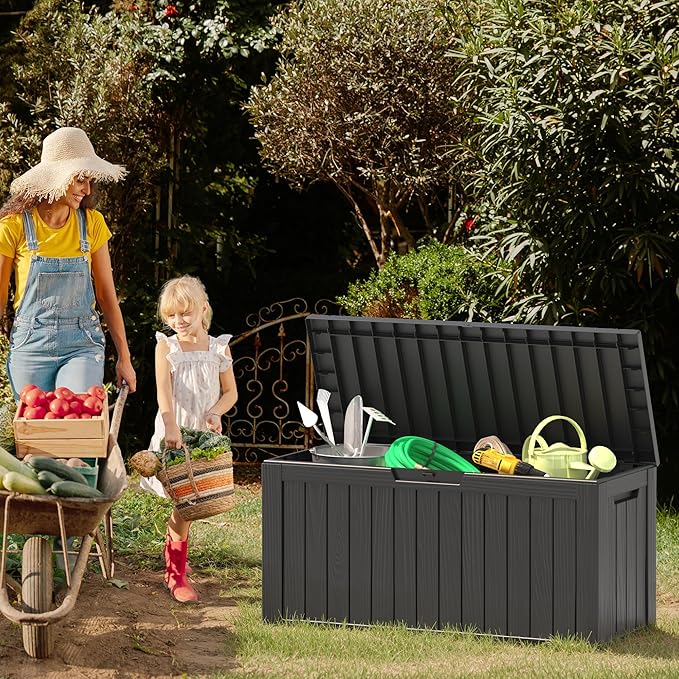 NUNU LAB 75 Gallon Outdoor Storage Box, Large Resin Sturdy Deck Box, Backyard - Image 6