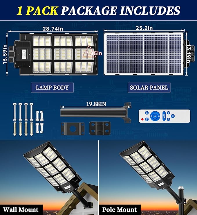 Gefolly SL-7200W Solar Street Light Outdoor, Wide Angle 450000LM - Image 6