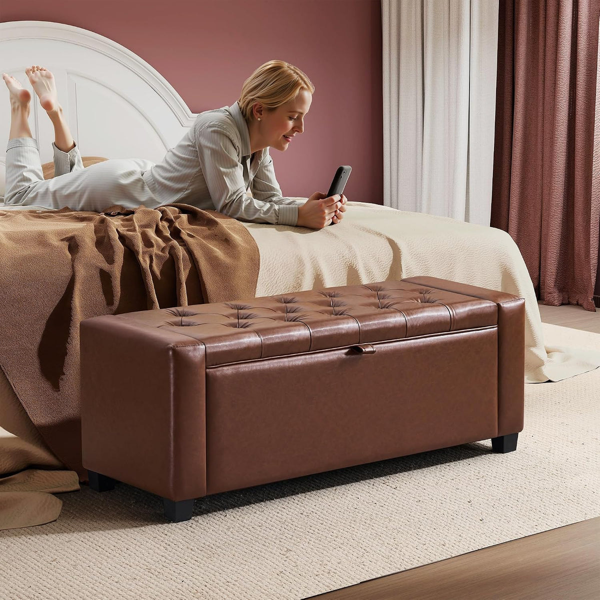 grainell 42.13” storage ottoman bench, upholstered tufted bedroom, main product view
