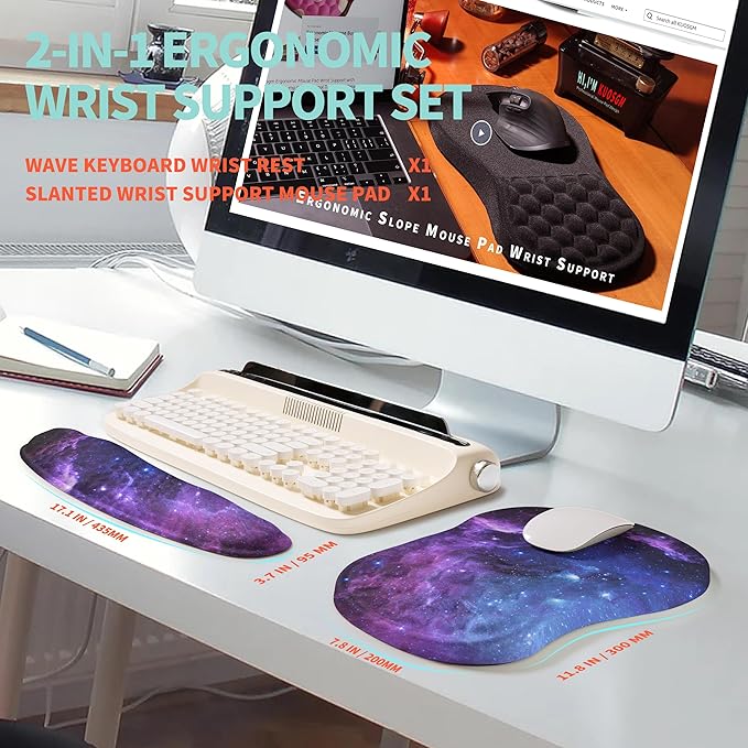 KUOSGM 2-in-1 Ergonomic Set, Wave Rise Keyboard Wrist Rest and Massage Bulge - Image 5