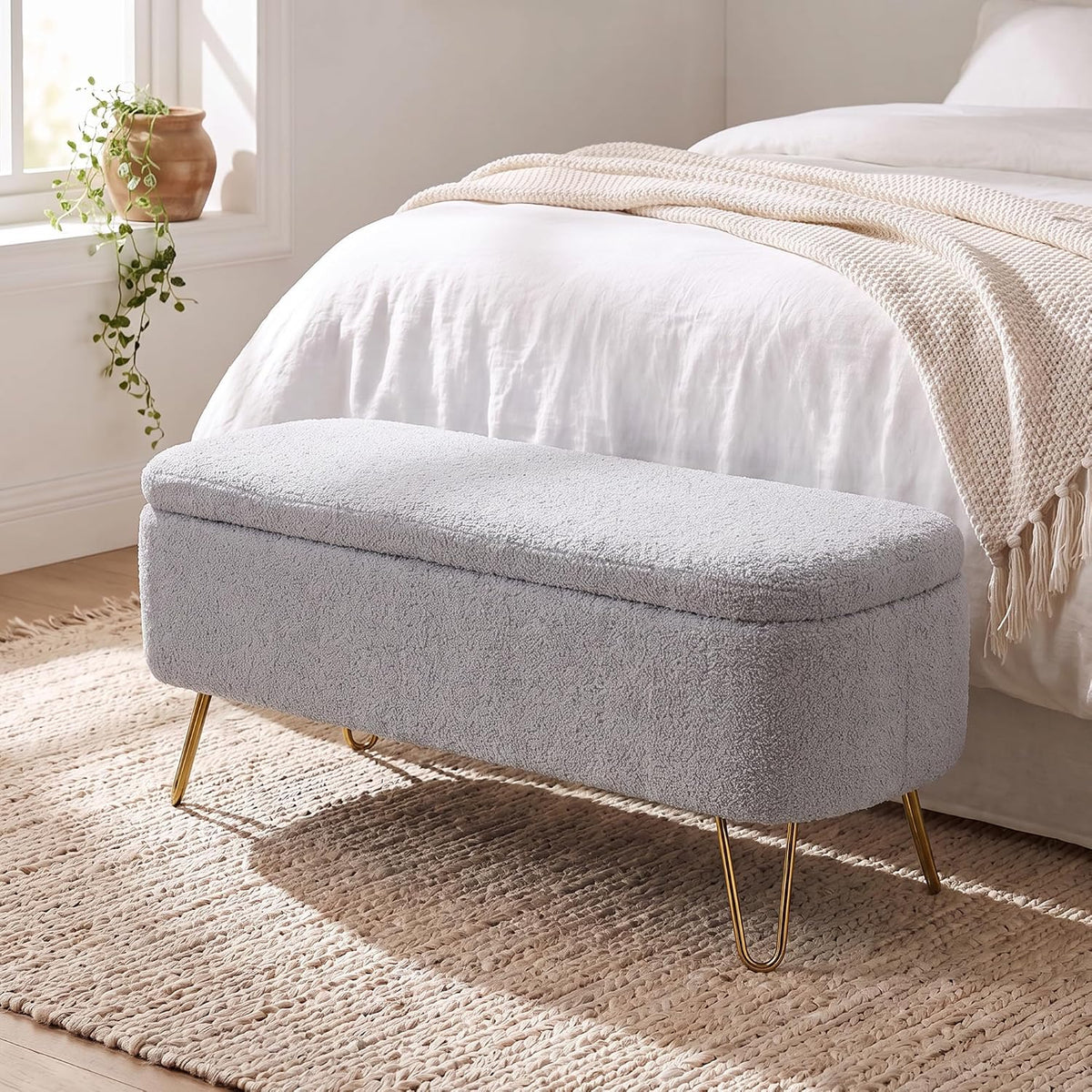 end of bed storage bench for bedroom, small, main product view