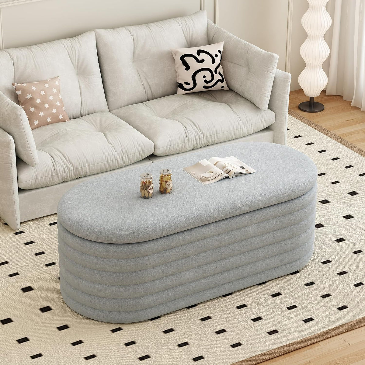 40 inch upholstered storage ottoman bench,ready to go,light, main product view
