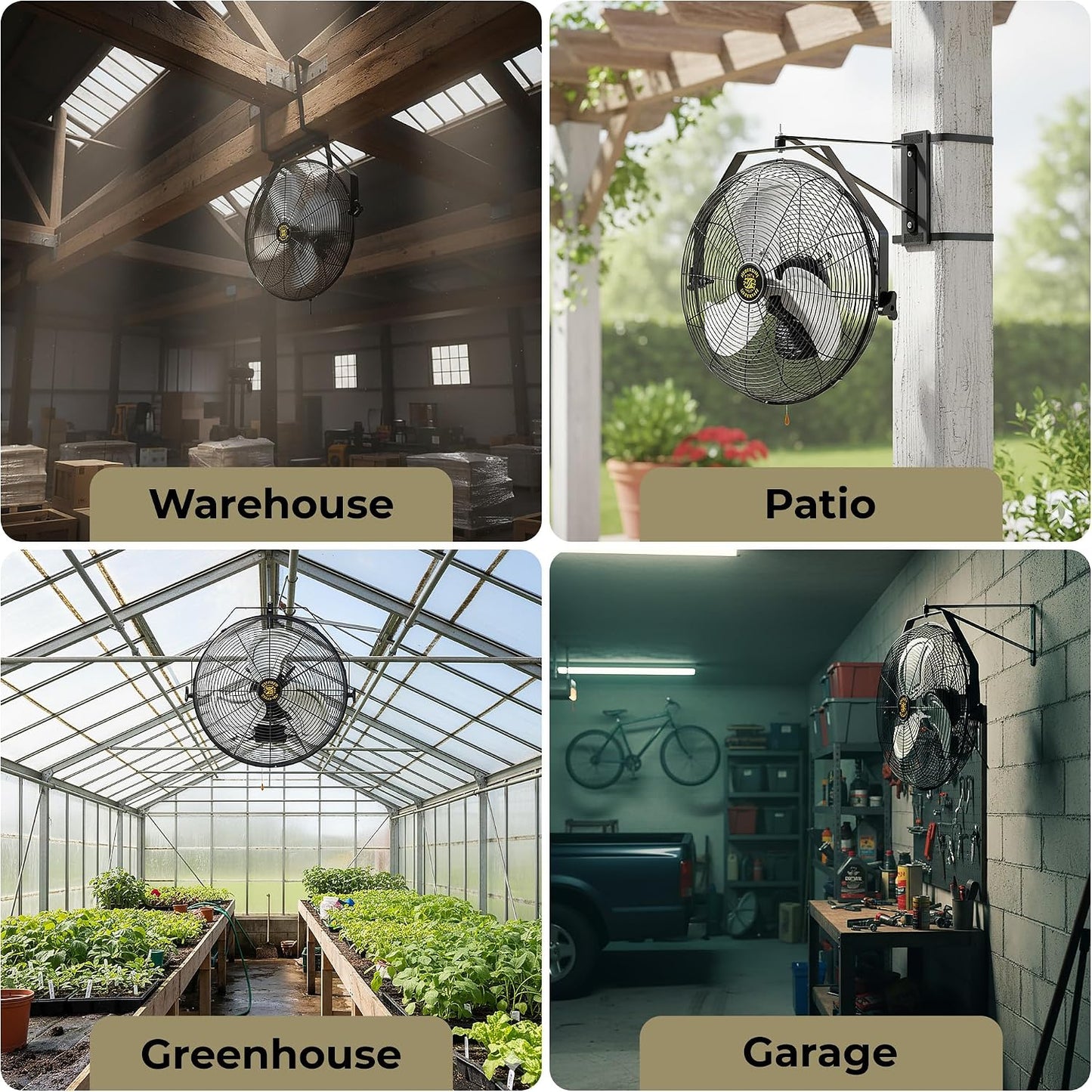 ZeboZap 18" Outdoor Fan | Outdoor Fans for Patios Waterproof, Wall Mounted Fan for Gazebo, Covered Patio, Greenhouse & Workshop, IP44 Waterproof, 4000 CFM, 3-Speed, 10 ft Power Cord, ETL Certified