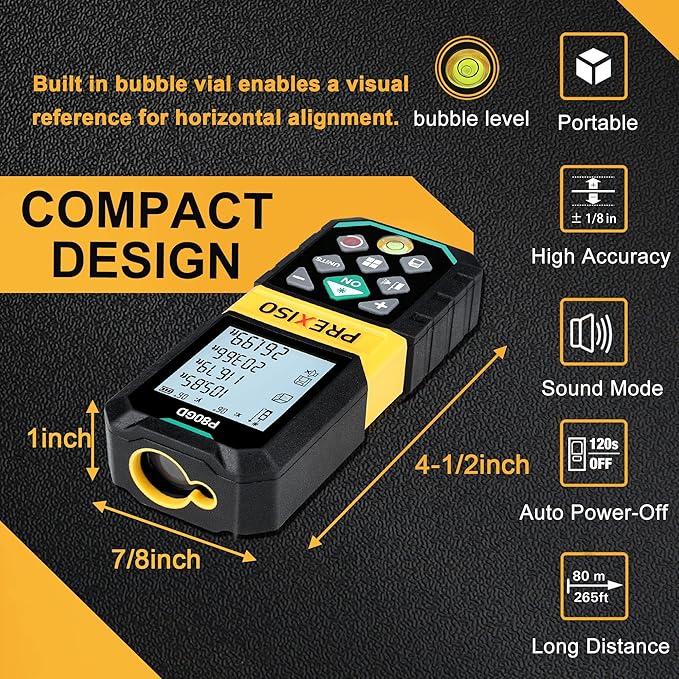PREXISO Laser Measure Rechargeable, 265Ft Green Beam Laser Measurement Tool - Image 6