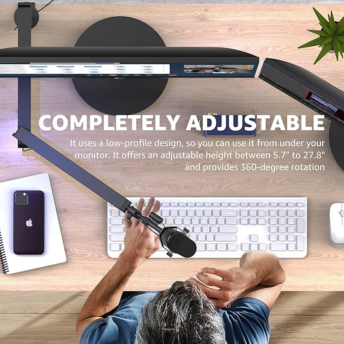IXTECH Mic Arm Desk Mount, Low Profile 360° Swivel Mic Boom Arm, Adjustable - Image 4