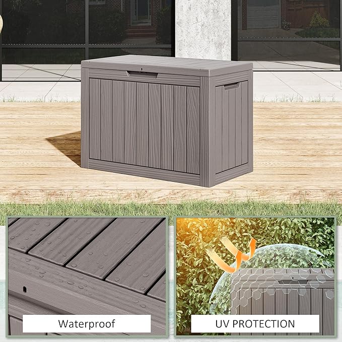 NUNU LAB Outdoor Storage Box, 45 Gallon Outside Deck Box Waterproof, Resin - Image 3