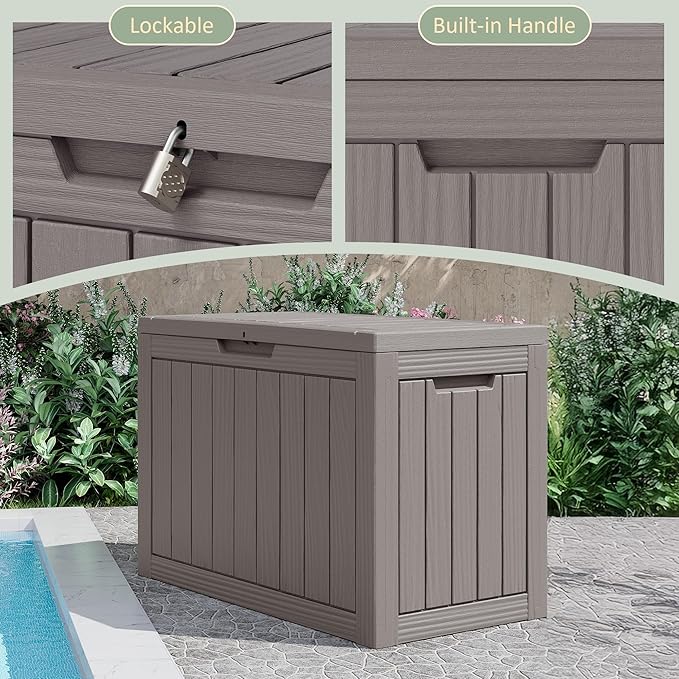 NUNU LAB Outdoor Storage Box, 45 Gallon Outside Deck Box Waterproof, Resin - Image 5