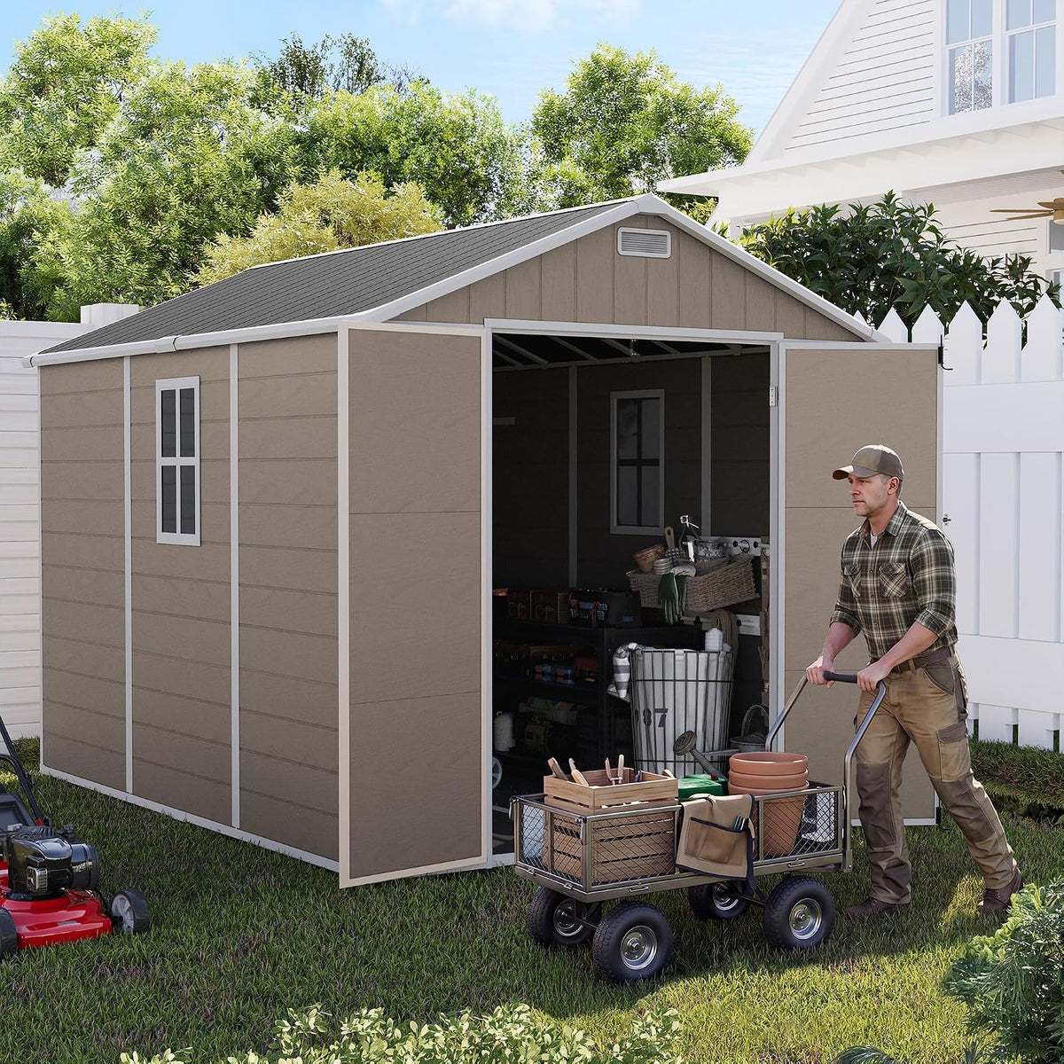 udpatio outdoor resin storage shed 7.5x10 ft, plastic, main product view