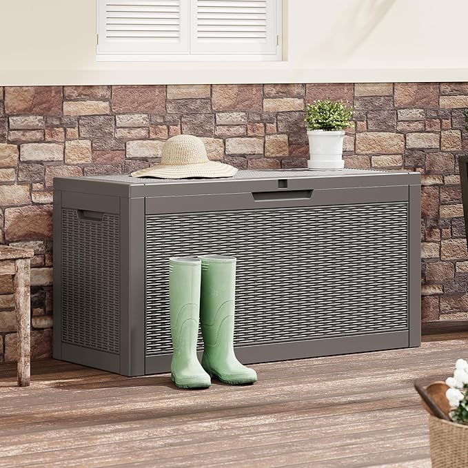 Outdoor Storage Box, 60 Gallon Outside Deck Box Waterproof, Resin Outdoor - Image 2