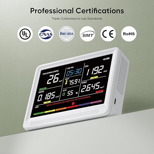 bonoch Upgrade 16 in 1 Air Quality Monitor Indoor 15h Battery & 5.5" Display 9 - Image 6