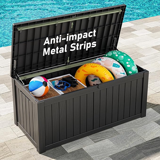 Outdoor Storage Box, 120 Gallon Deck Box, Resin Waterproof Outside Storage Bench - Image 2
