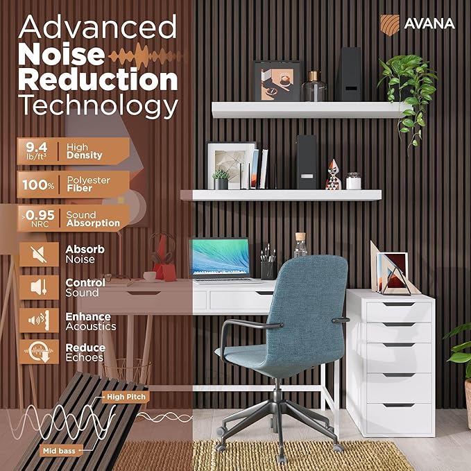 Avana Modern Acoustic Wood Wall Panels – 94.4x12.6 Inch Dark Walnut Acoustic - Image 5