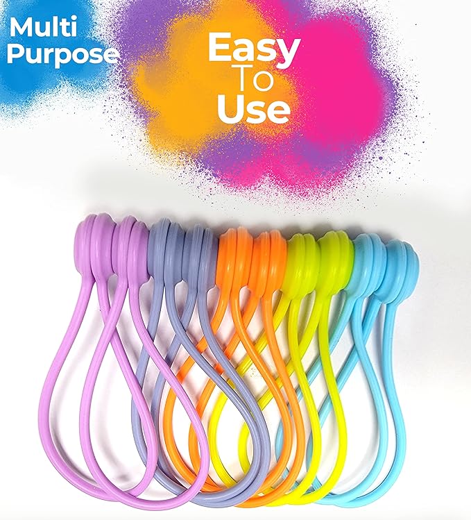 20 Pack Reusable Silicone Magnetic Cable Ties Twist Ties - Image 3