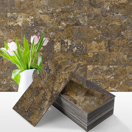 Vamos Tile 100 Pieces Peel and Stick Backsplash Tiles, Rust Slate Stick on by VamosTile