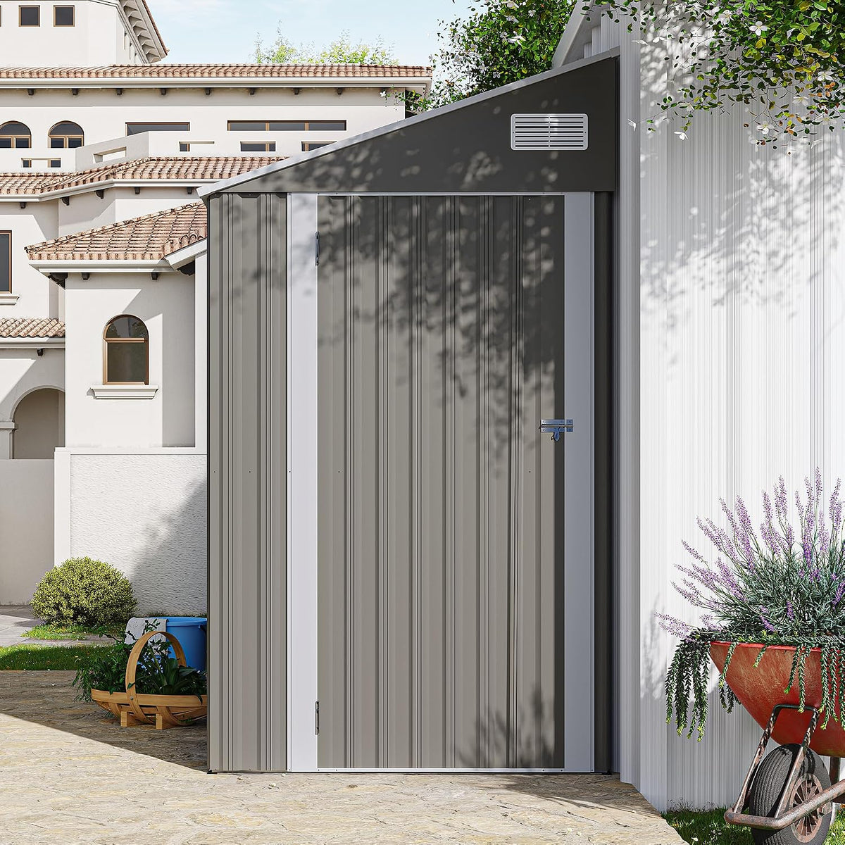 yopto 4×8 ft outdoor metal storage shed,heavy-duty lean, main product view