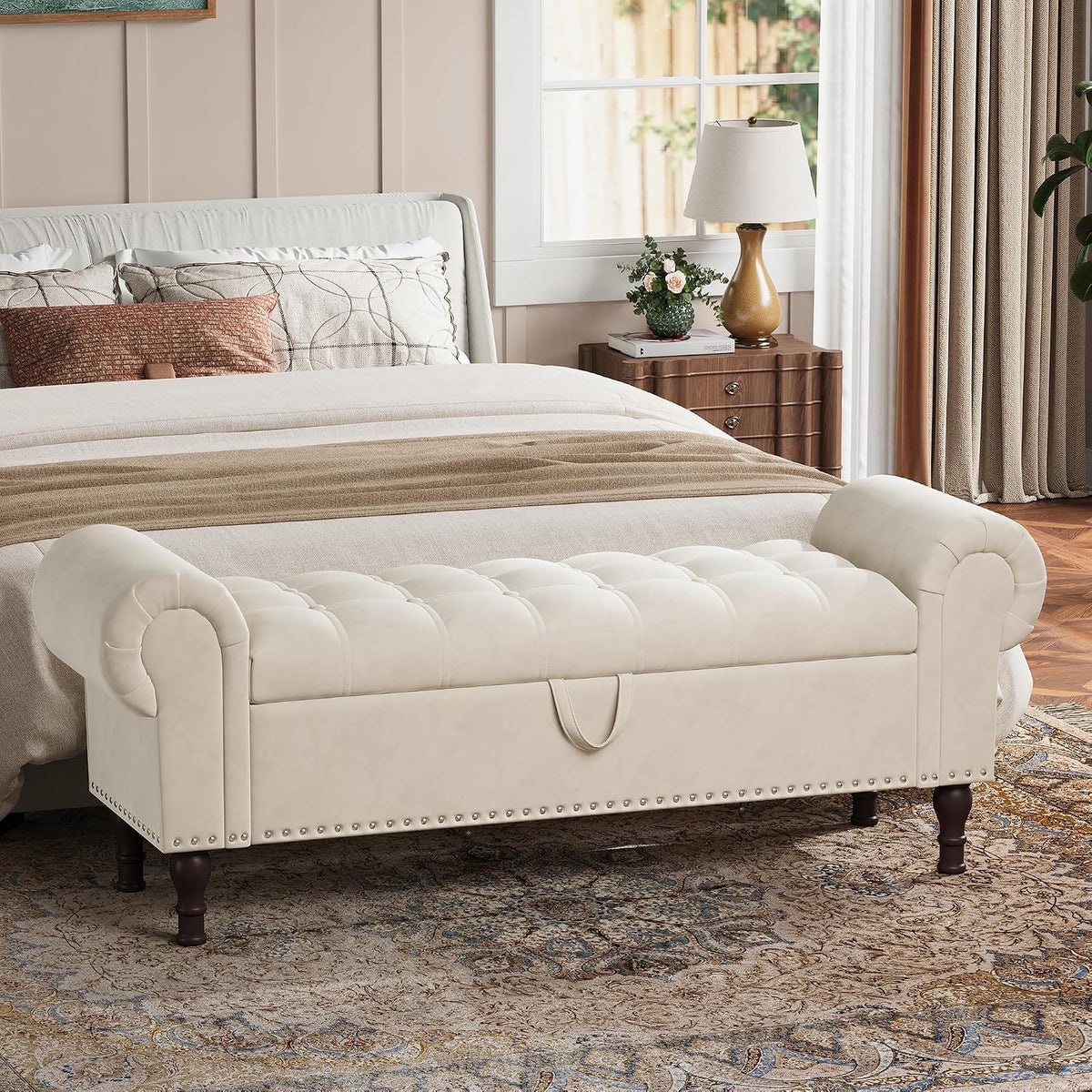 youdenova 60" ottoman with storage, upholstered storage ottoman, main product view