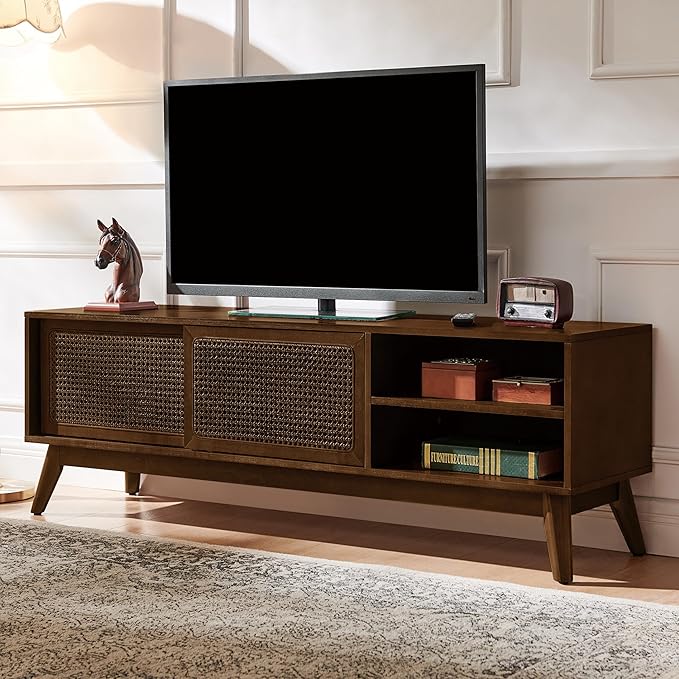 LKTART TV Stand for TVs up to 65'', Mid Century Modern Entertainment Center by LKTART