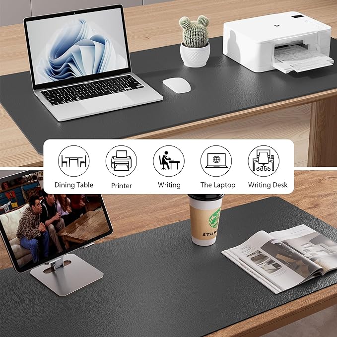 Aothia Faux Leather Desk Mat – Large Mouse Pad, Non-Slip PU Leather Blotter - Image 8