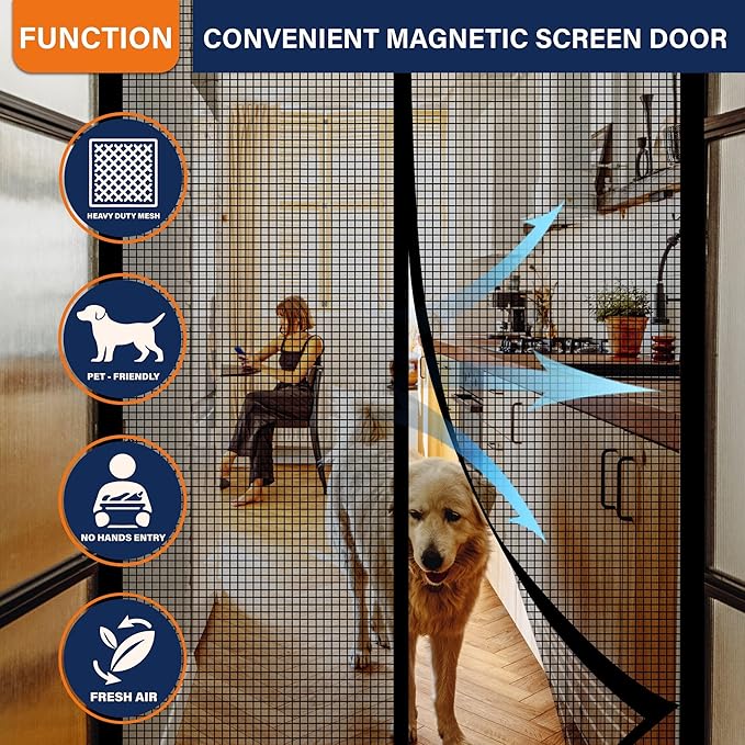 Magnetic Screen Door，Fiberglass Screen Door Mesh，Keep Bugs Out, Heavy-Duty Mesh - Image 5