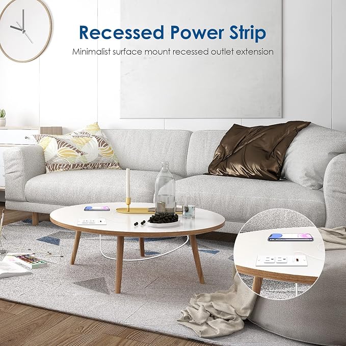 Recessed Power Strip USB C PD 30W Fast Charging, Flush Mount Desk Recessed - Image 5