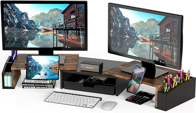 Simple Houseware Desk Dual Monitor Stand Riser by SimpleHouseware