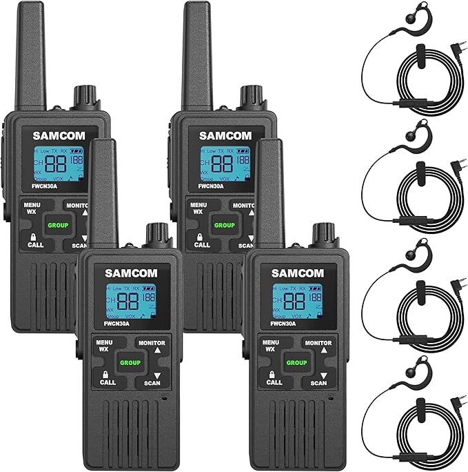 FRS Walkie Talkies Long Range for Adults, Rechargeable FWCN30A Radios by SAMCOM