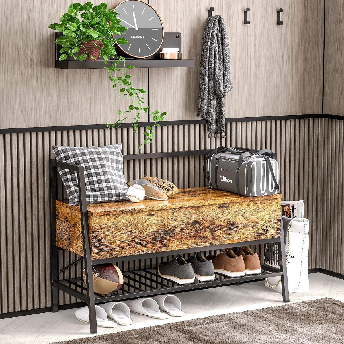 ironck shoe storage bench with practical storage for, package contents