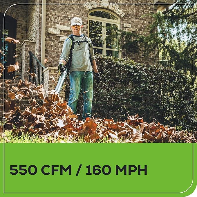 Greenworks 60V 550 CFM Brushless Backpack Blower, 5.0Ah Battery and 6A Charger - Image 6