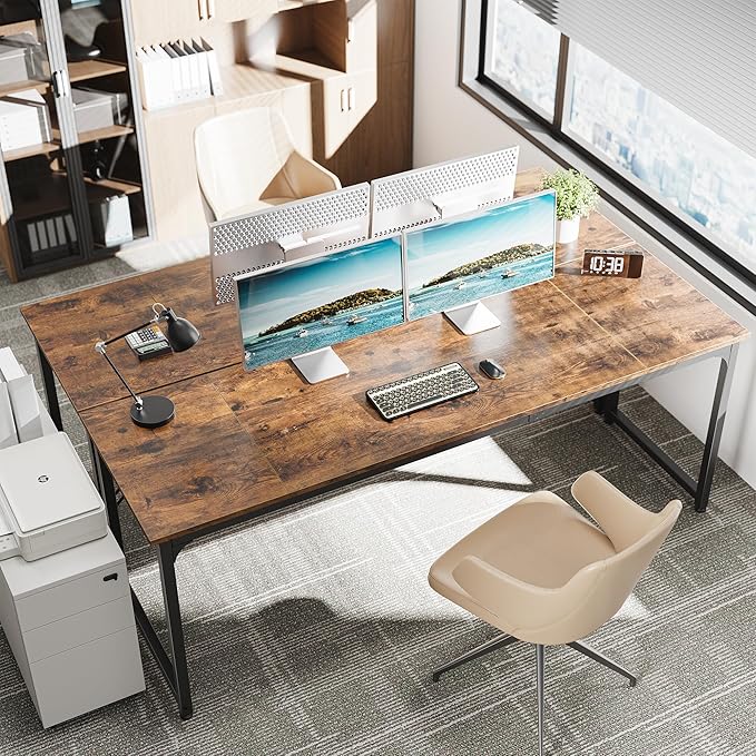 Huuger Computer Desk, 80 Inch Office Desk, Gaming Desk - Image 2