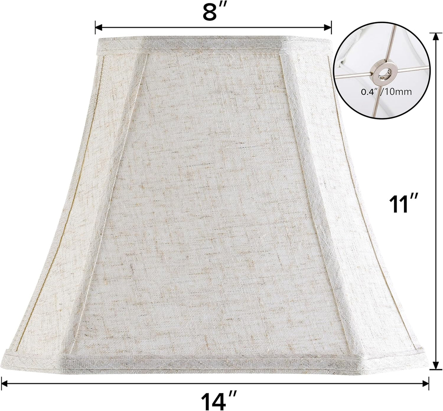 GO&SO Beige Oatmeal Square Lamp Shade for Table Lamps,Floor Lamps 8"x14"x11 | 0.41" Spider,Rectangle Lamp Shades Set of 1,Cut Corner Natural Fabric Shade for Bedroom Lamps Replacement,Fold Easy Assembly