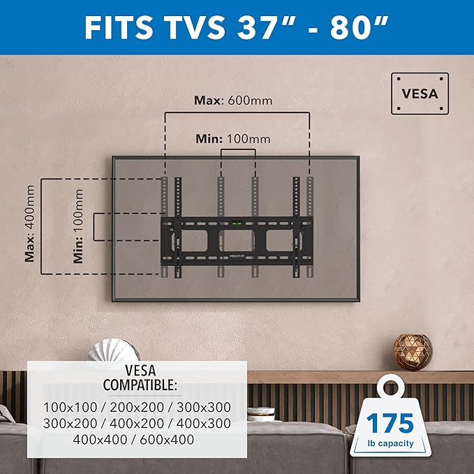 Mount-It Low-Profile Tilting TV Wall Mount Bracket - Image 3