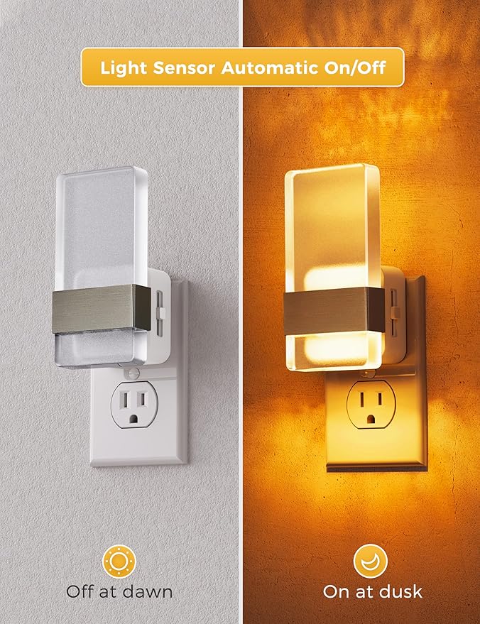 L LOHAS LED Night Light, Amber Night Lights Plug Into Wall, 2 Pack Dusk-to-Dawn - Image 2