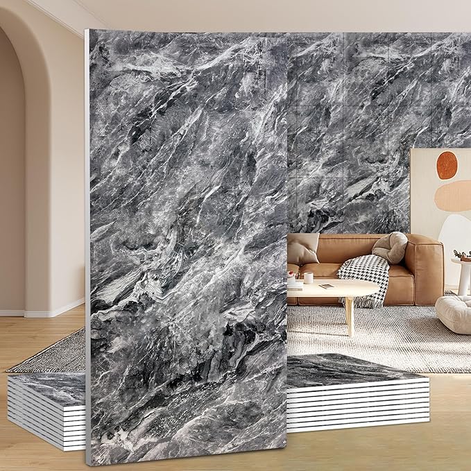 Wall Panels Peel and Stick，PVC Imitation Artificial Marble Tiles Sticker，10 pcs by Unknown