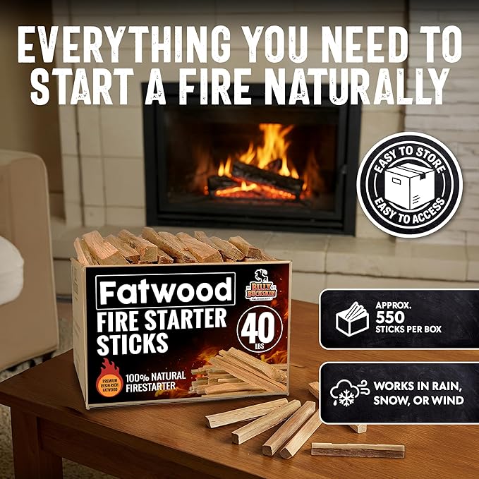 40lb Fatwood Fire Starter Sticks | 100% Natural Fire Starters - Image 4
