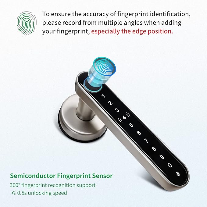Smart Lock CATCHFACE Fingerprint Door Handle 5-1 Keyless Entry Door Lock - Image 8