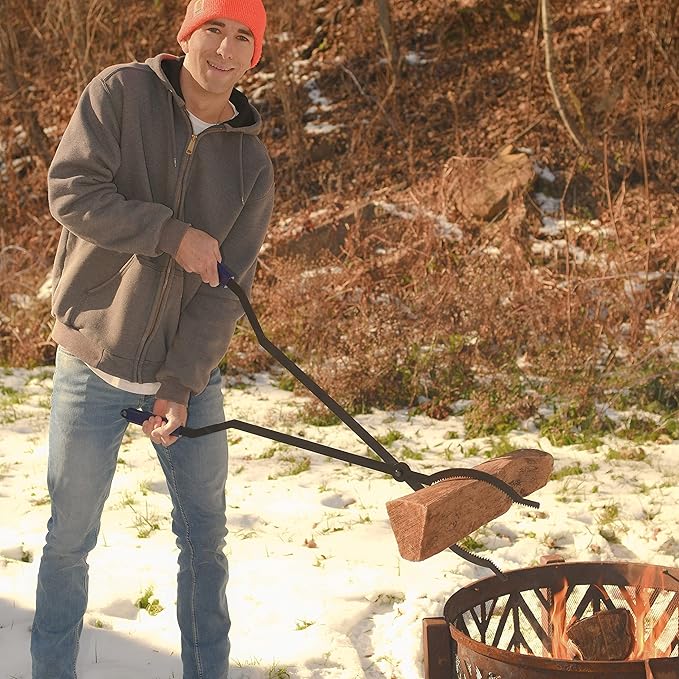 CKLT 40in Heavy Duty Fire Tongs Firewood Grabber Tool - Image 2