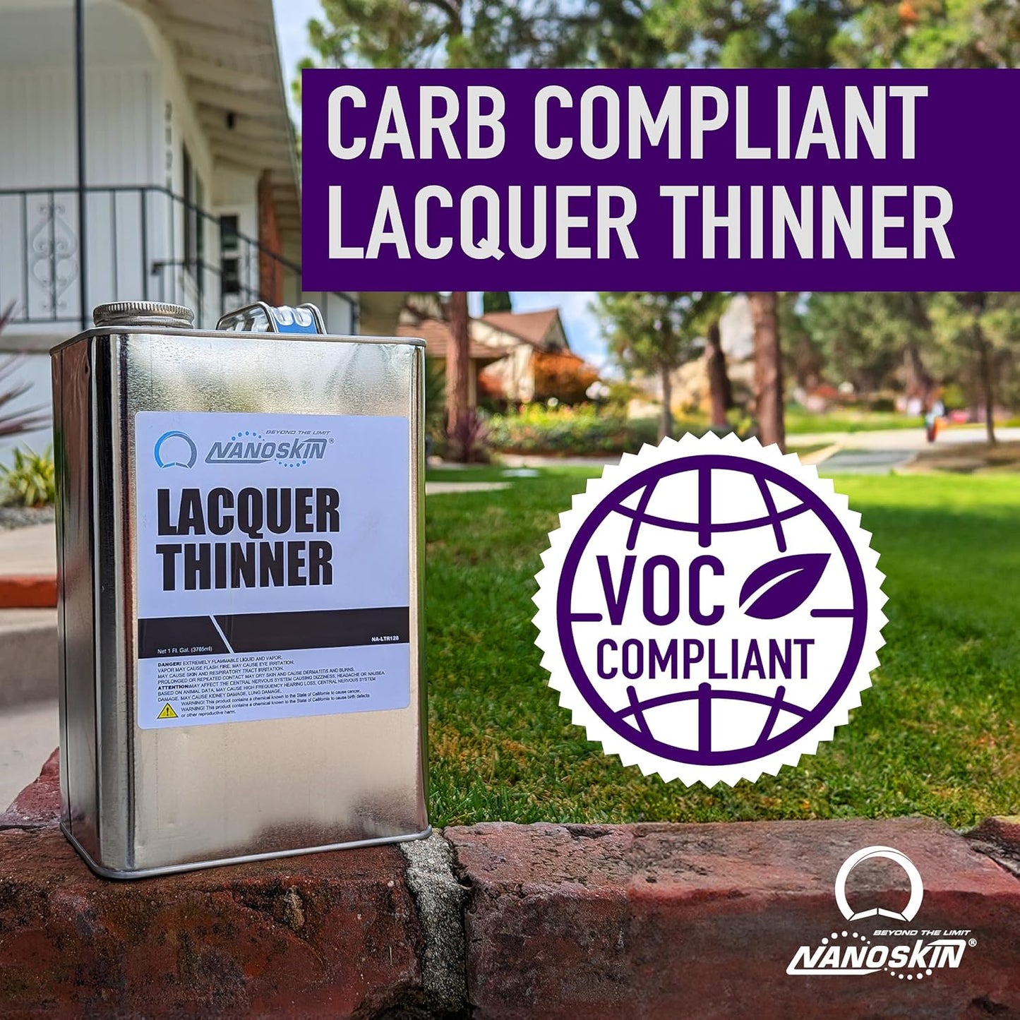 Nanoskin LACQUER THINNER 1 Gallon - Professional Strength, General Purpose, Medium-Dry Lacquer Thinner | Thins Clear and Pigmented Lacquers and Epoxies | Cleans Sprayers, Tools, Brushes and Equipment