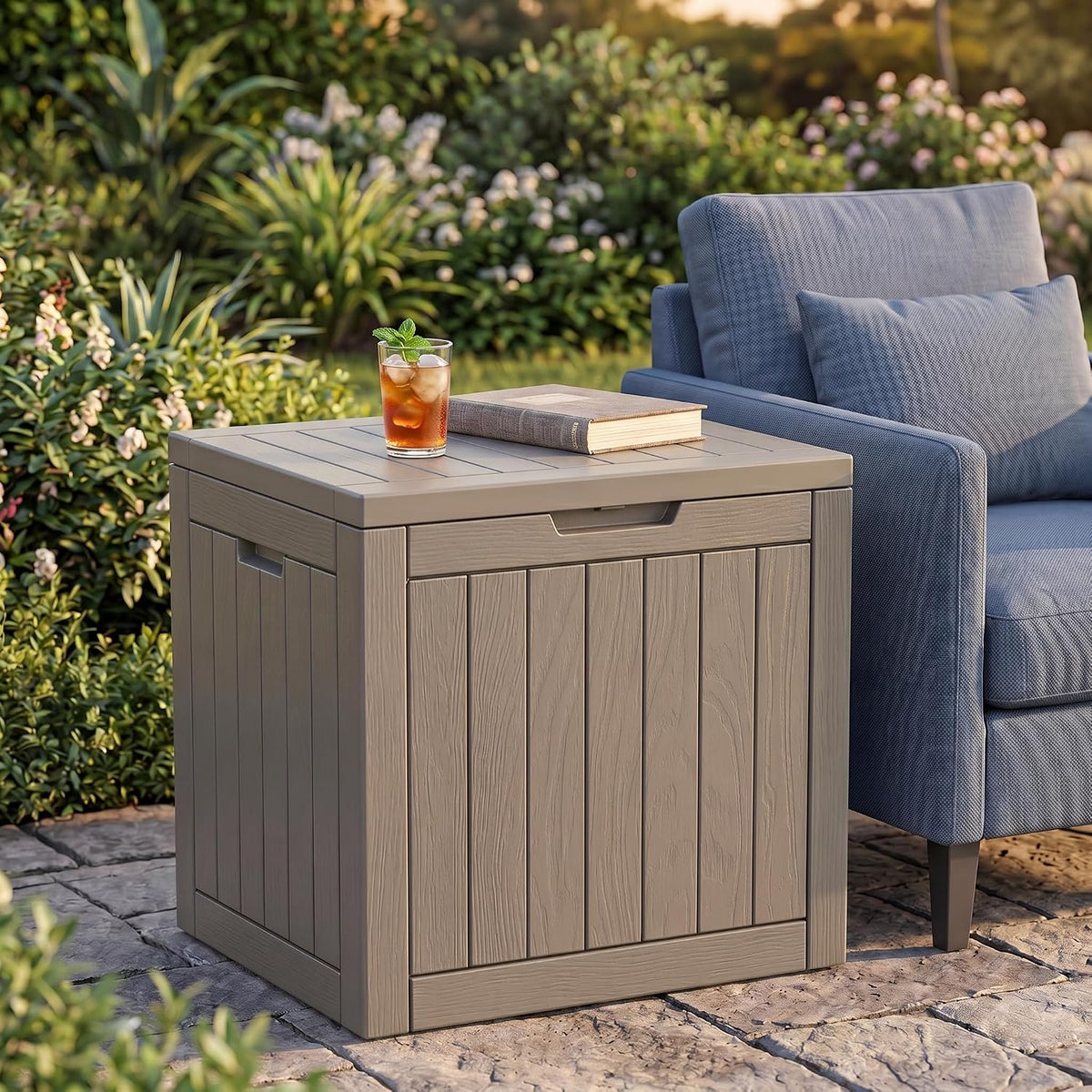 nicbex 30 gallon deck box, waterproof resin outdoor, main product view