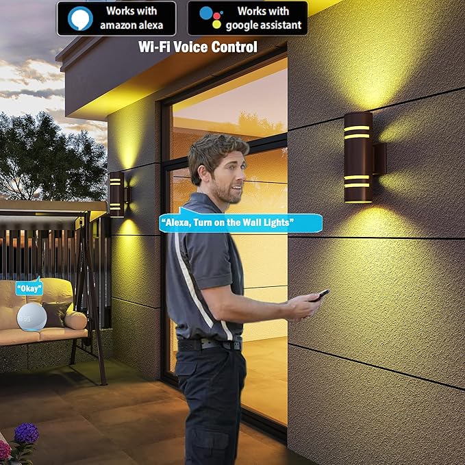 rosykite Smart Outdoor Wall Lights Color Changing 2 Pack, RGB+2700K-6500K - Image 7