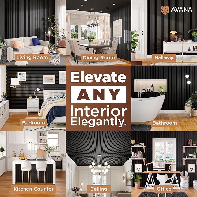 Avana Acoustic Wood Wall Panels – 94.4 x 12.6 Inch Black Oak Acoustic Panels 2 - Image 3