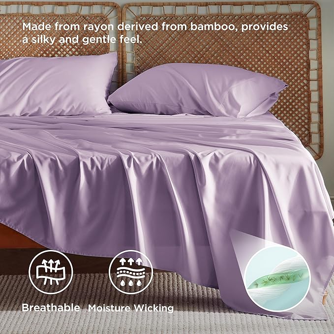 Bedsure Full Size Bed Sheets, Cooling Sheets, Rayon Derived from Bamboo - Image 3