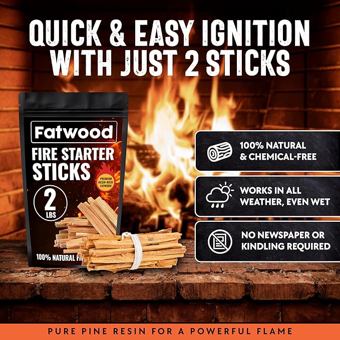 2lb Fatwood Fire Starter Sticks | 100% Natural Fire Starters - Image 2