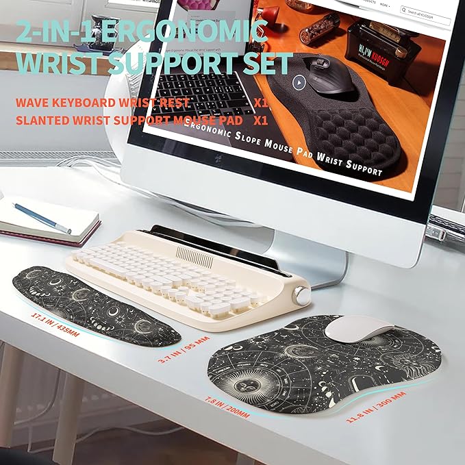 KUOSGM 2-in-1 Ergonomic Set, Wave Rise Keyboard Wrist Rest and Massage Bulge - Image 5