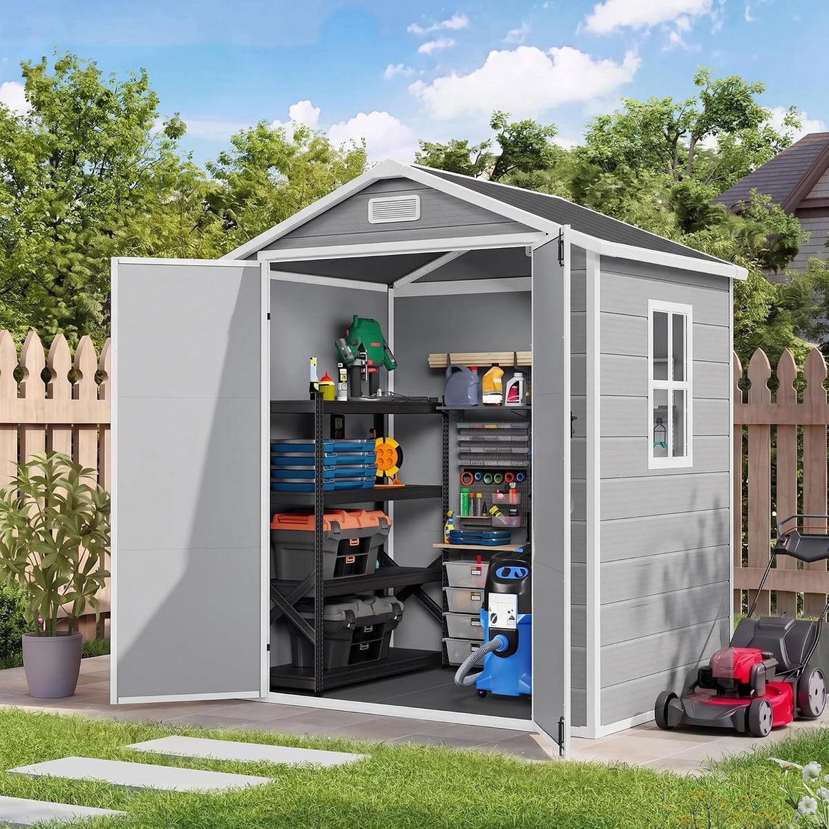 amopatio 6x4 ft outdoor storage shed with floor, main product view
