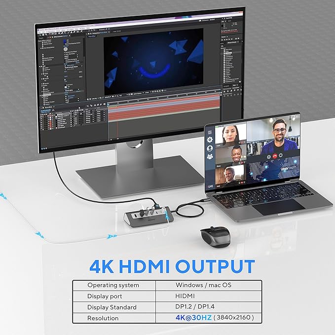 USB C Hub Multiport Adapter, Mosirui 9-in-1 USB-C Docking Station - Image 3