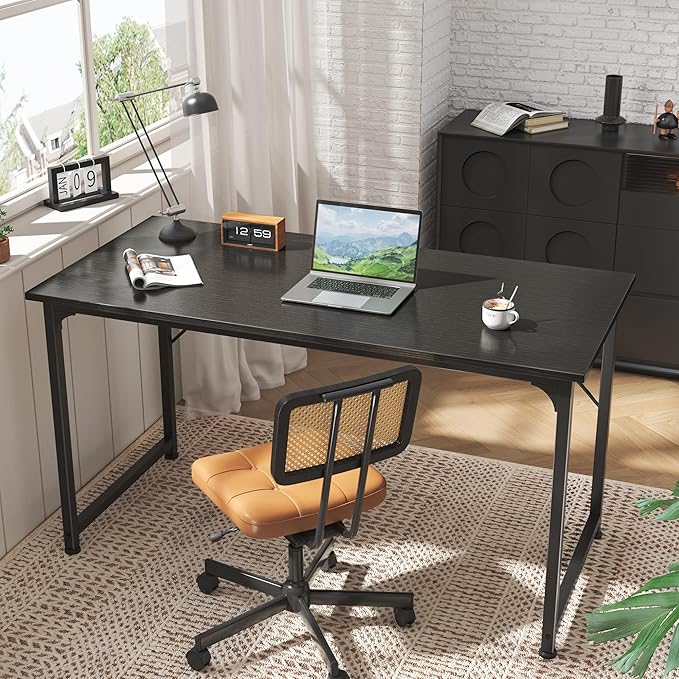 Huuger Computer Desk, 55 Inch Home Office Desk, Gaming Writing Work from Home - Image 6