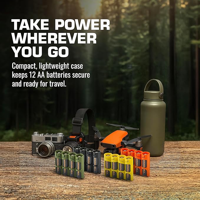 AA Battery Storage Caddy by Storacell, Military Green, Holds 4 Batteries - Image 8