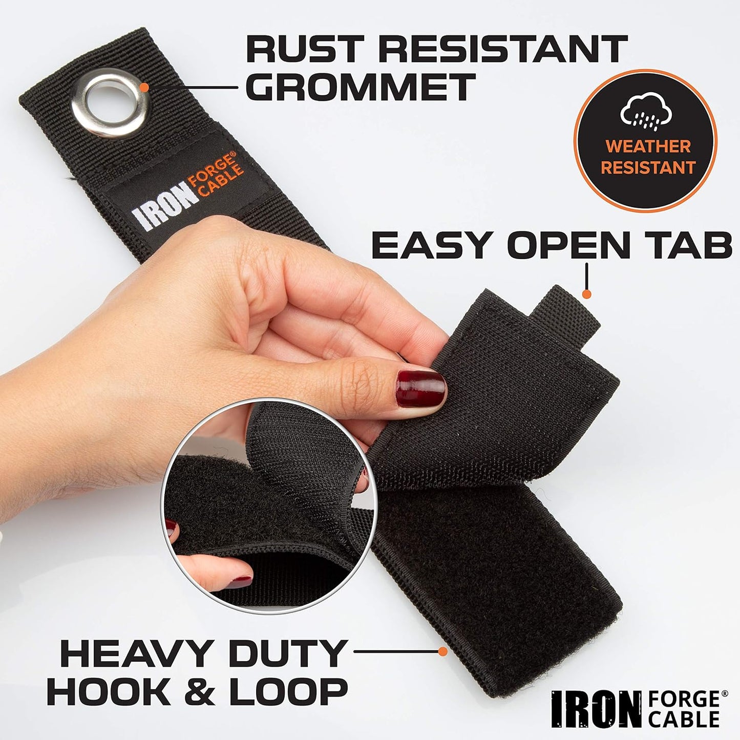 Iron Forge Cable Extension Cord Wrap Organizer, 12 Pack Storage Straps | Multi-Pack, 3 small, 3 medium, 3 large, and 3 XL, Hanger Wraps for Power Cables, Hoses, Ropes, and More