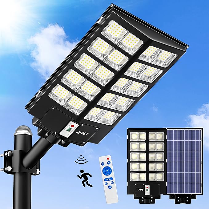 JAYNLT Y-5200W Solar Street Lights Outdoor, 520000LM 6500K Commercial Parking by JAYNLT