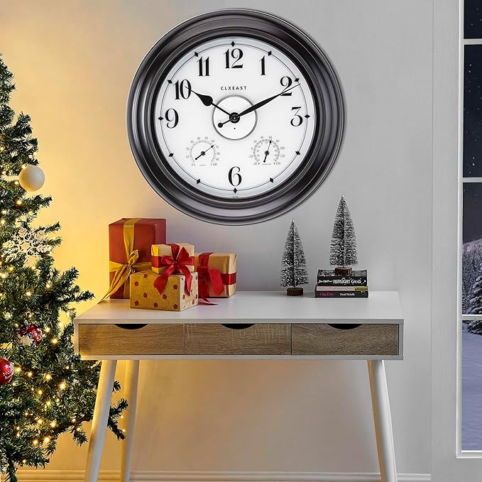 CLXEAST 24 Inch LED Self-Illuminated Outdoor Metal Clocks Waterproof, Large - Image 8